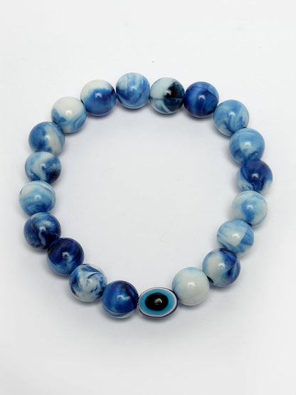 Set Of 4 Multicolor Evil Eye Elasticated Rakhi With Roli Chawal