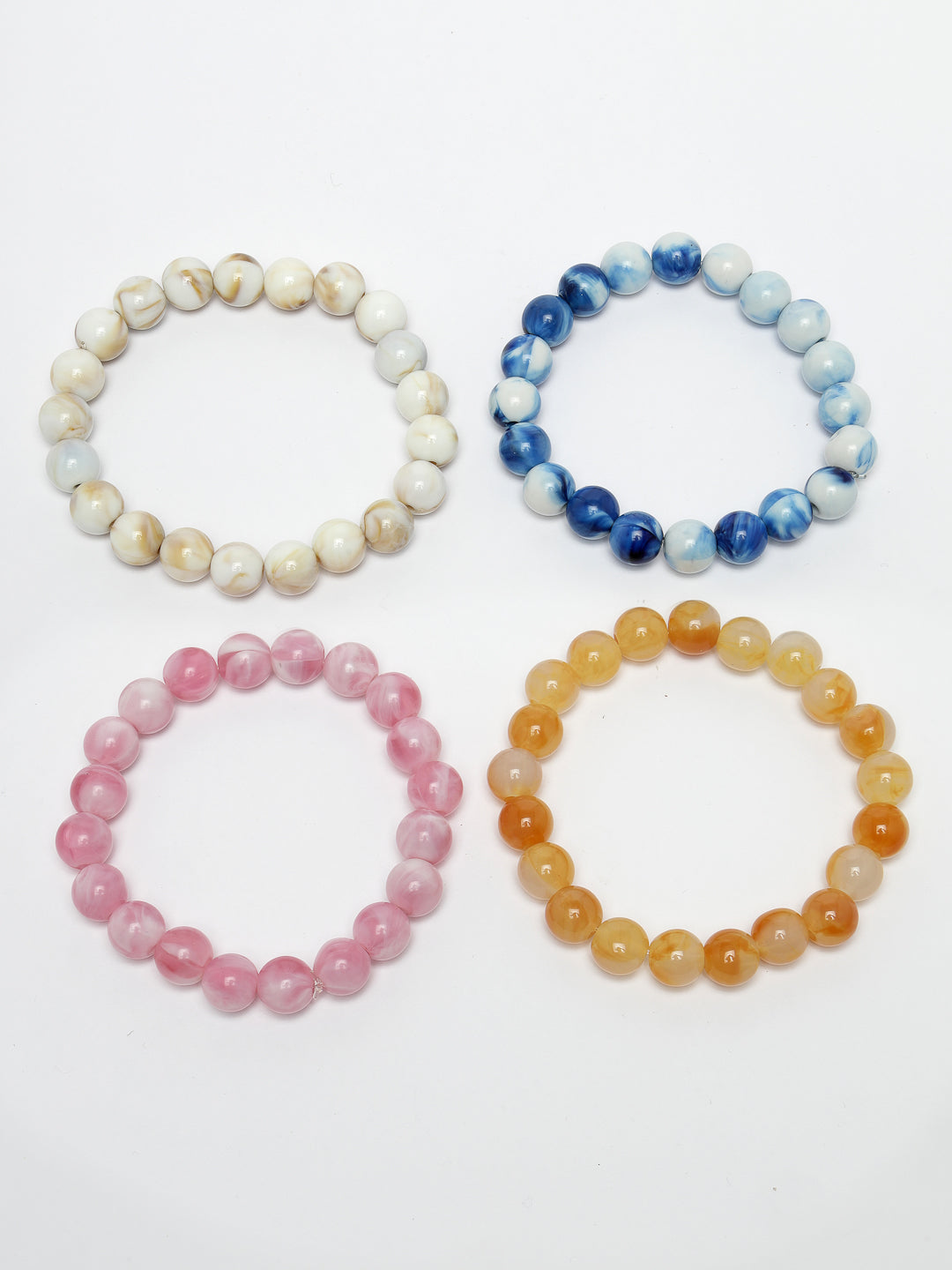 Set Of 4 Multicolor Elasticated Rakhi With Roli Chawal