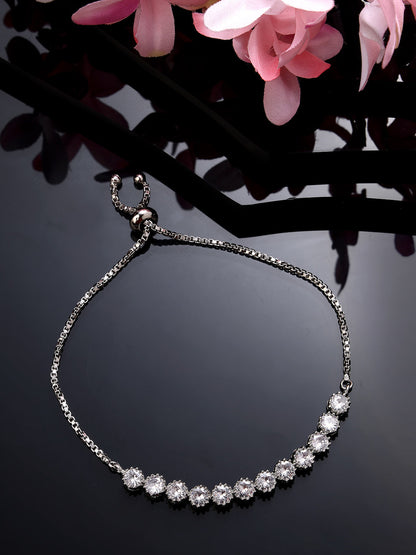 Silver-Plated American Diamond Studded Rakhi With Roli Chawal
