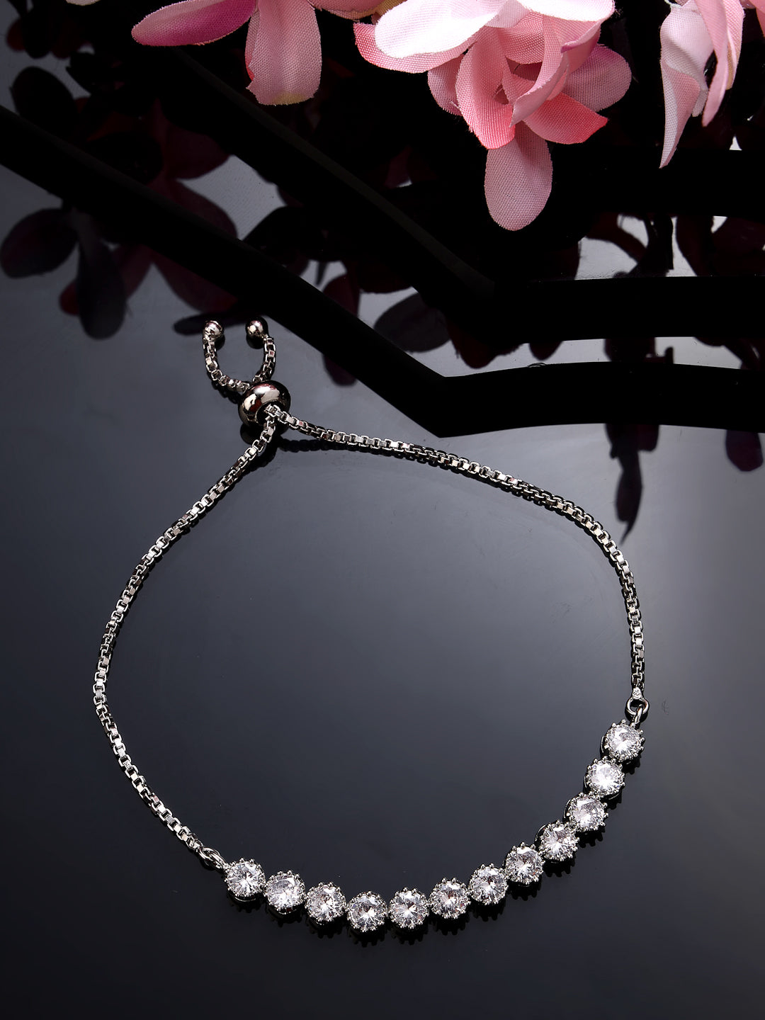 Silver-Plated American Diamond Studded Rakhi With Roli Chawal