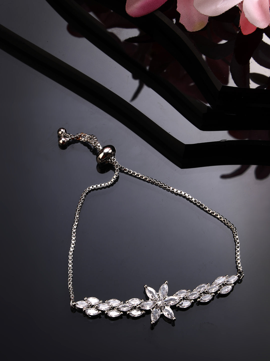 Silver-Plated American Diamond Studded Rakhi With Roli Chawal