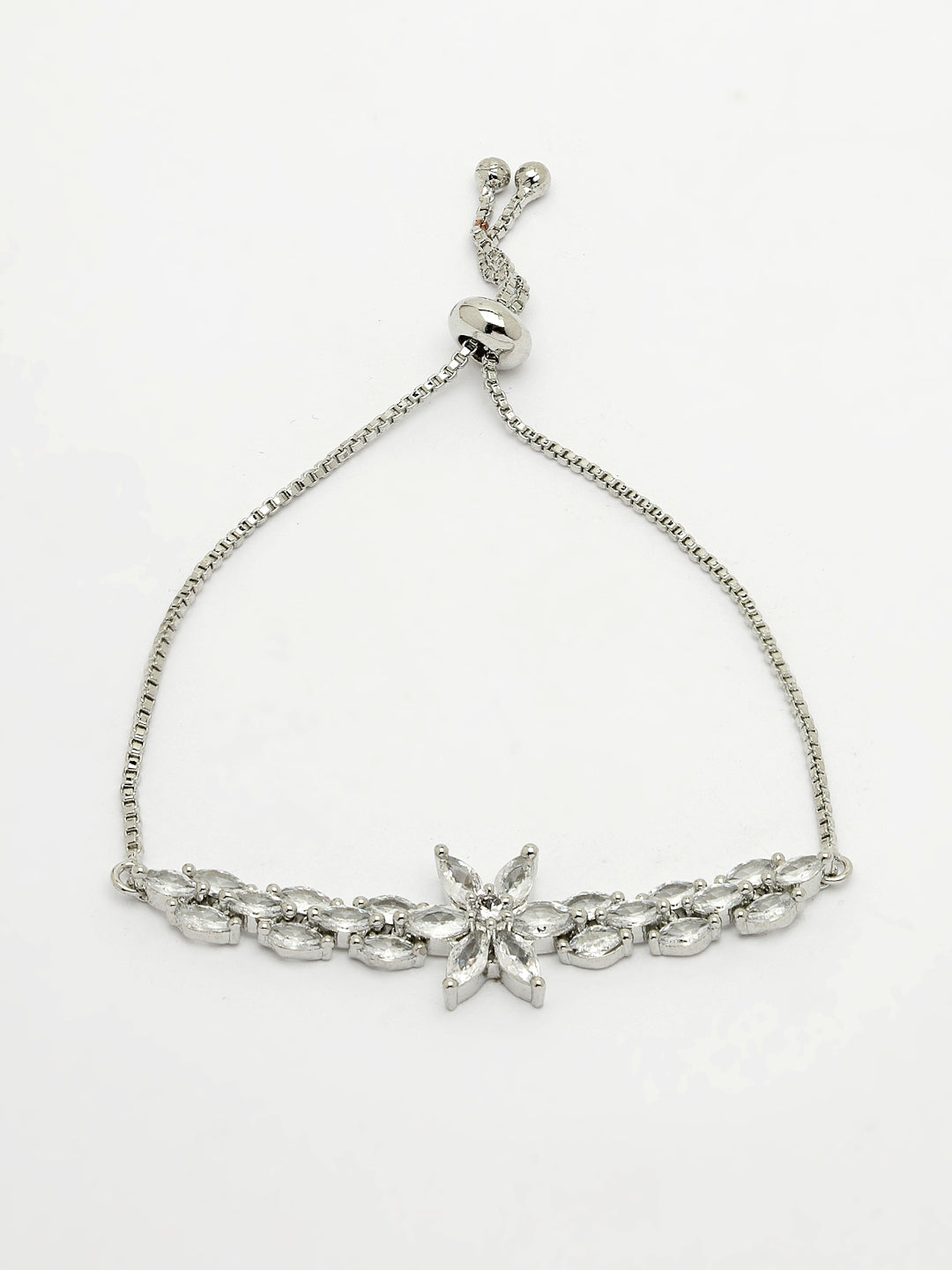 Silver-Plated American Diamond Studded Rakhi With Roli Chawal