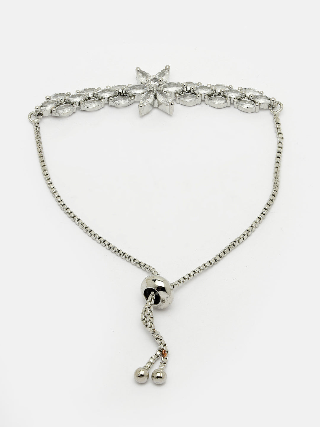 Silver-Plated American Diamond Studded Rakhi With Roli Chawal