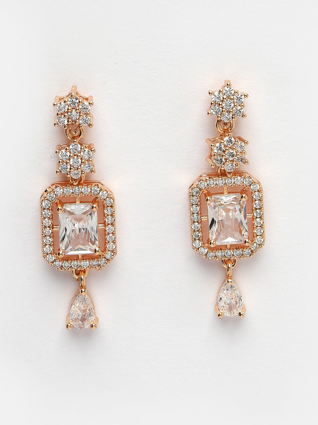 Women's Gold-Plated American Diamond Studded Handcrafted Jewellery Set