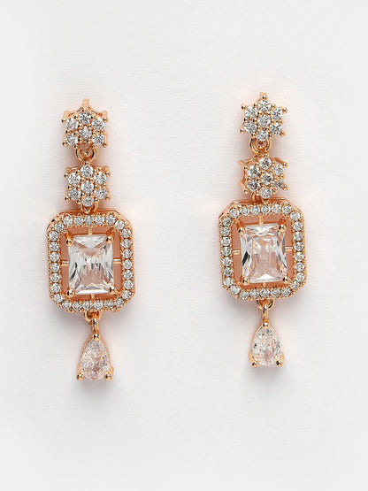 Women's Gold-Plated American Diamond Studded Handcrafted Jewellery Set