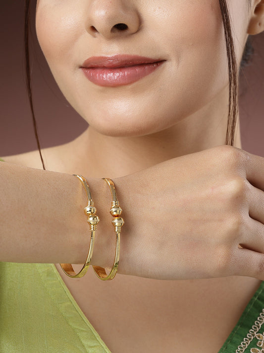 Women's Set Of 2 Gold-Plated Handcrafted Adjustable Bangles