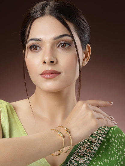 Women's Set Of 2 Gold-Plated Handcrafted Adjustable Bangles