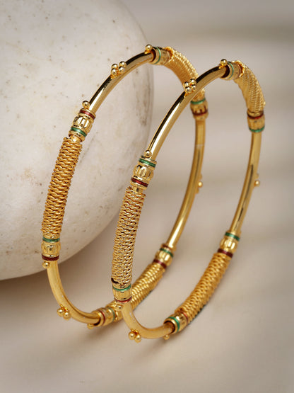 Women's Set Of 2 Gold-Plated Handcrafted Traditional Bangles