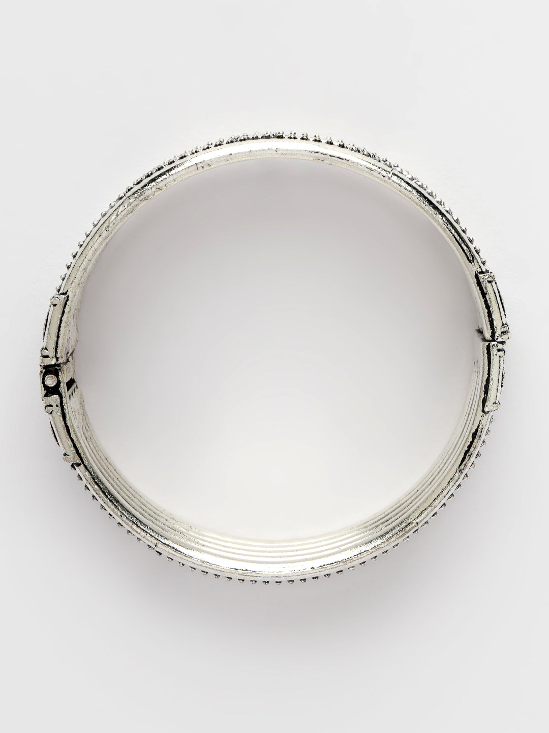 Women's Set Of 2 Silver-Toned German Silver Oxidised Kada Bangle