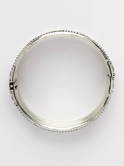Women's Set Of 2 Silver-Toned German Silver Oxidised Kada Bangle