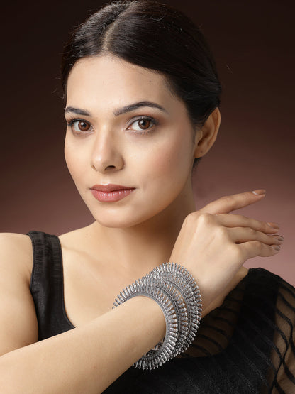 Women's Set Of 4 Silver-Plated German Silver Oxidised Bangles