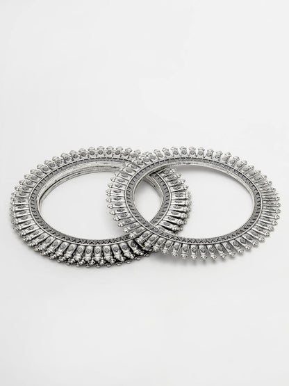 Women's Set Of 4 Silver-Plated German Silver Oxidised Bangles