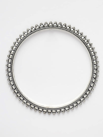 Women's Set Of 4 Silver-Toned German Silver Oxidised Bangles