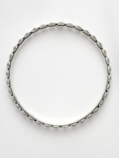 Women's Set Of 4 Silver-Toned German Silver Oxidised Bangles