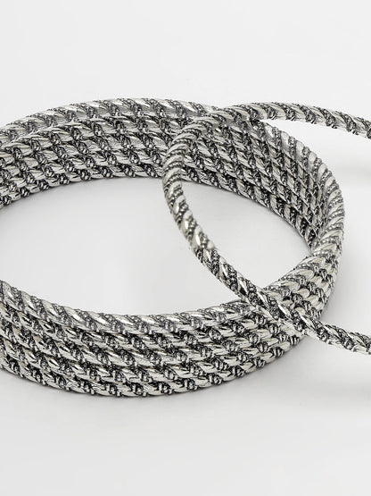Women's Set Of 6 Silver-Toned German Silver Oxidised Bangles