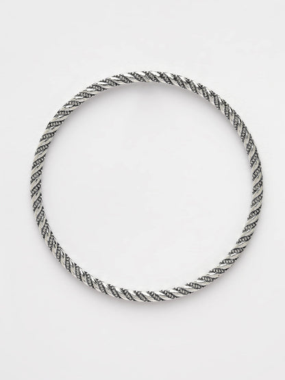 Women's Set Of 6 Silver-Toned German Silver Oxidised Bangles