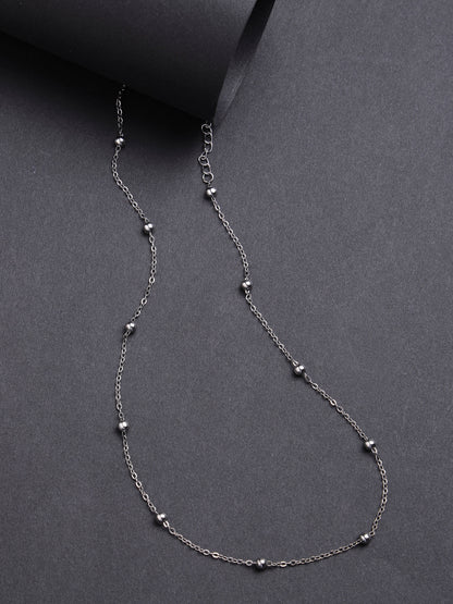 Women's Silver-Toned Artificial Beads German Silver Oxidised Chain