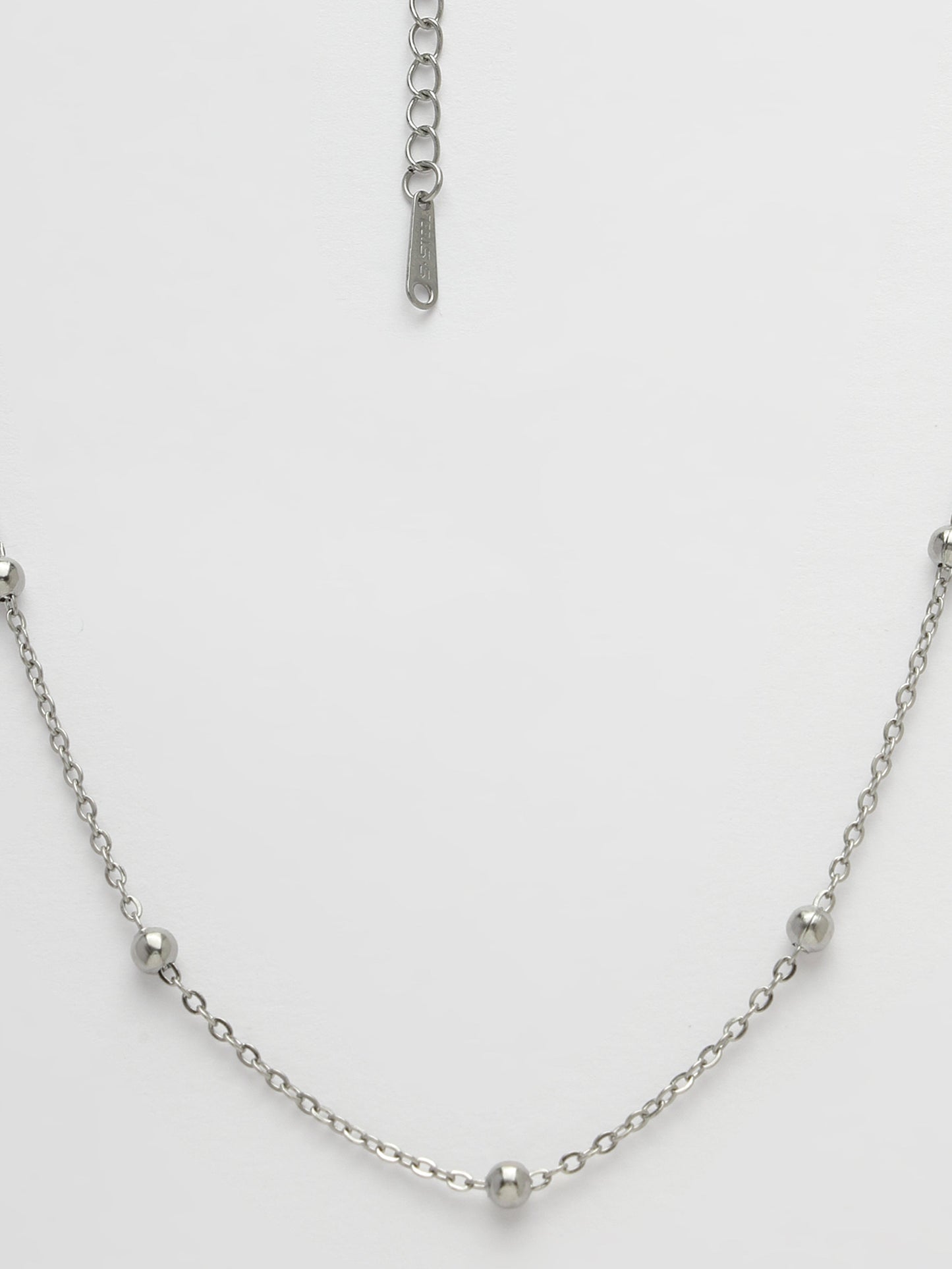 Women's Silver-Toned Artificial Beads German Silver Oxidised Chain