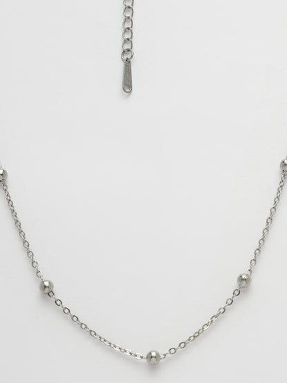 Women's Silver-Toned Artificial Beads German Silver Oxidised Chain