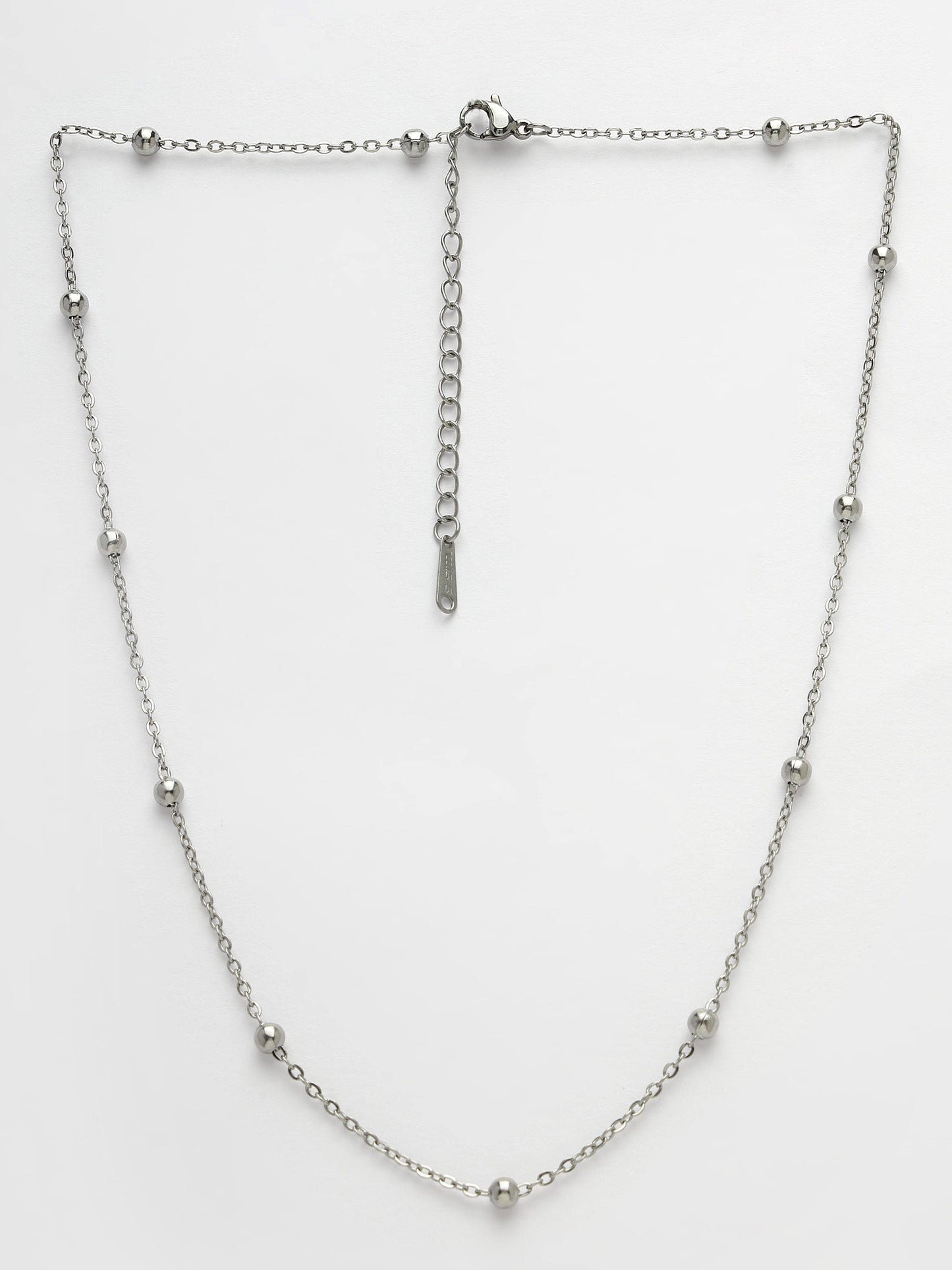Women's Silver-Toned Artificial Beads German Silver Oxidised Chain
