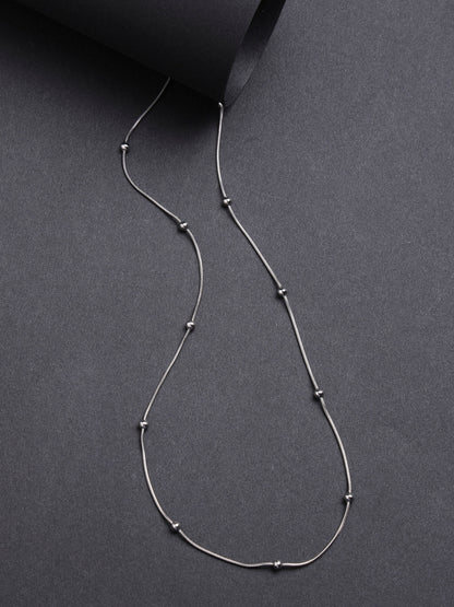 Women's Silver-Toned Artificial Beads German Silver Oxidised Chain