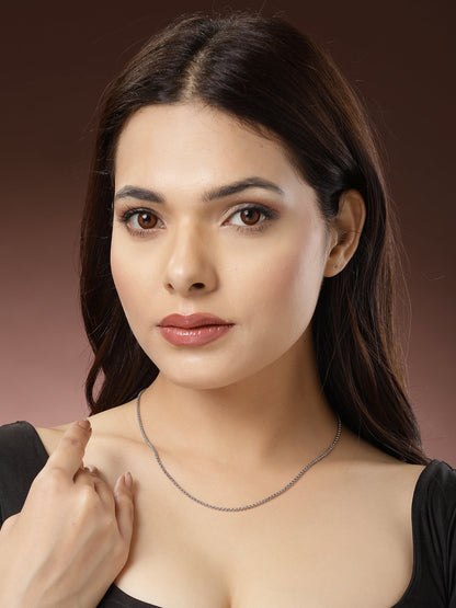 Women's Silver-Toned German Silver Oxidised Chain