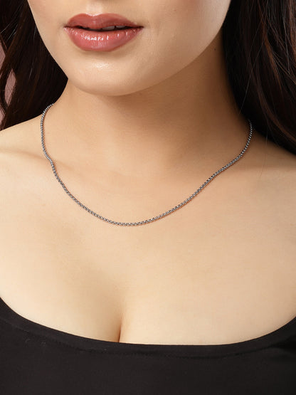 Women's Set Of 3 Silver-Toned German Silver Oxidised Chain