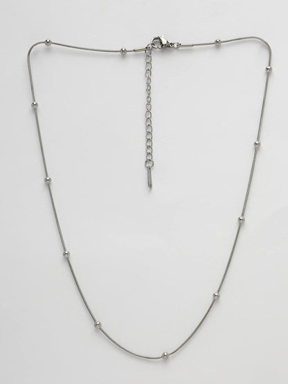 Women's Set Of 3 Silver-Toned German Silver Oxidised Chain