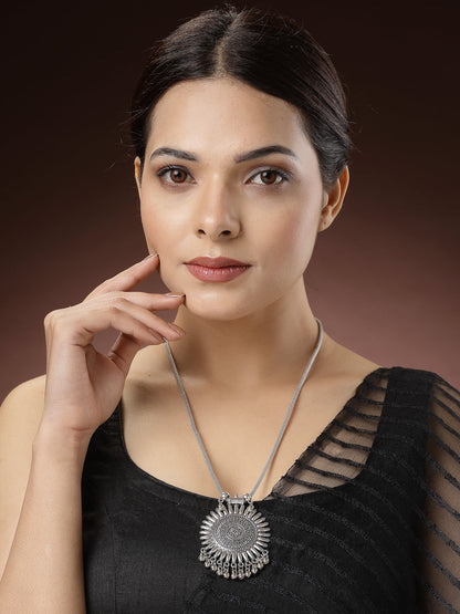 Women's Silver-Toned German Silver Oxidised Pandent