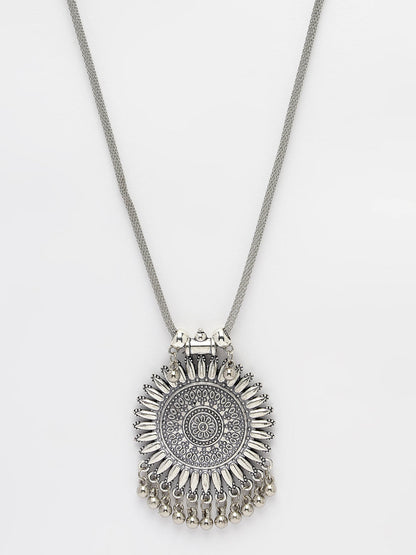 Women's Silver-Toned German Silver Oxidised Pandent