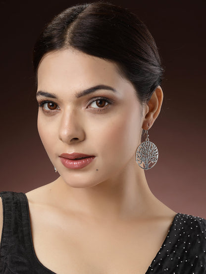 Women's Set Of 3 Silver-Toned German Silver Oxidised Dome Shaped Jhumka Earrings