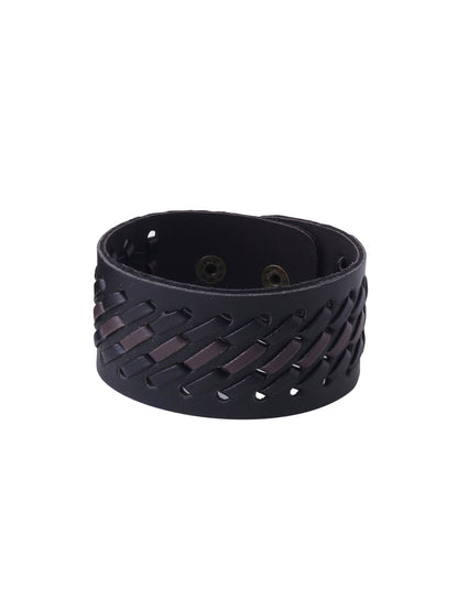 Men's Set Of 2 Black Leather Bracelet