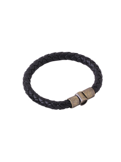 Men's Set Of 2 Black Leather Bracelet