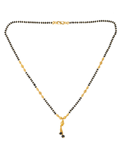 Women's Set Of 2 Black Gold-Plated Beaded Mangalsutra With Ad Stone