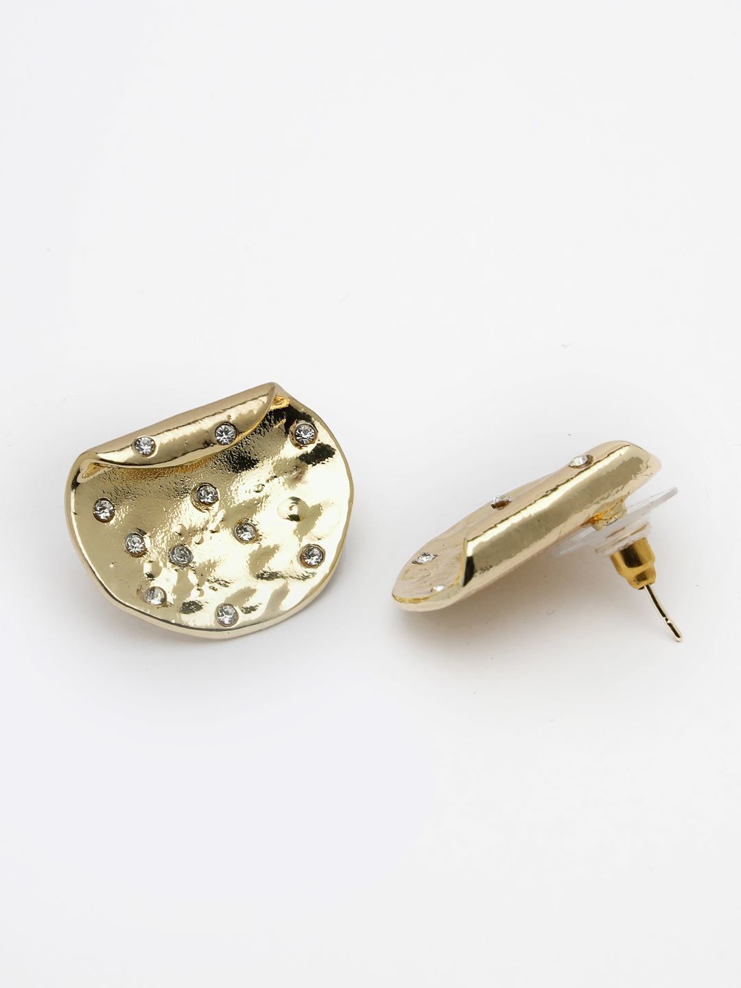 Women's Set Of 2 Gold & Silver Brass-Plated Artificial Stones Studded Studs Earring