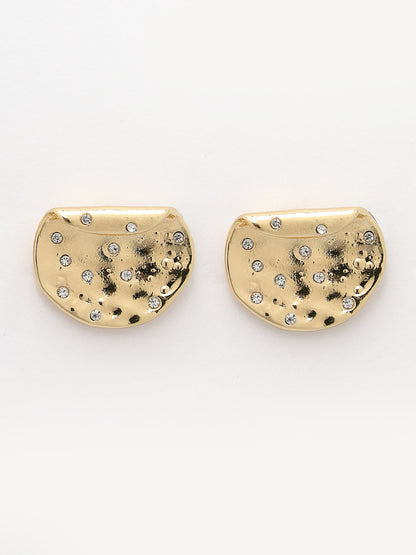 Women's Set Of 2 Gold & Silver Brass-Plated Artificial Stones Studded Studs Earring