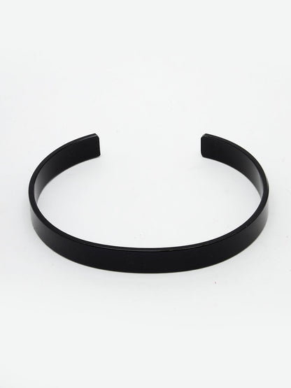 Men's Set Of 2 Black & Silver Stainless Steel Cuff Bracelet