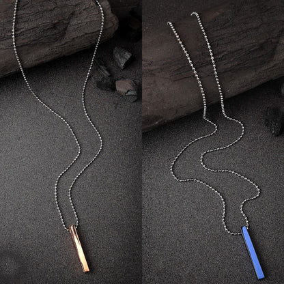 Men's Set Of 2 Gold & Blue Geomatric Pendent With Chain