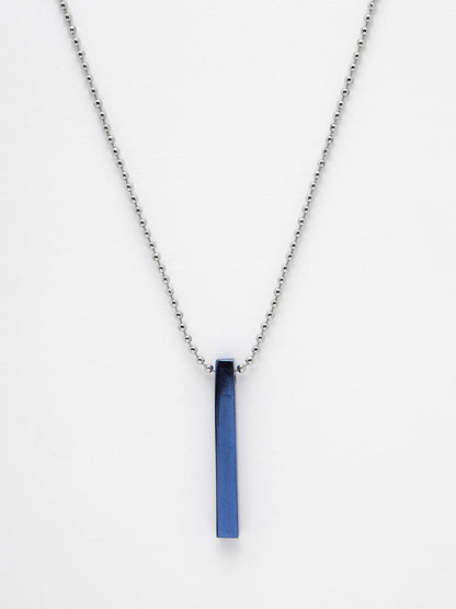 Men's Set Of 2 Gold & Blue Geomatric Pendent With Chain