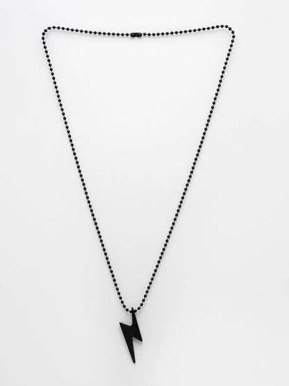 Men's Set Of 2 Black & Silver Flash Pendent With Chain