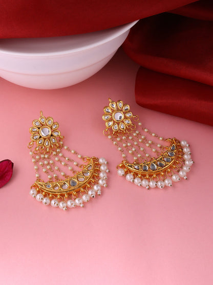 Women's Gold-Plated Kundan Chandbali Earrings