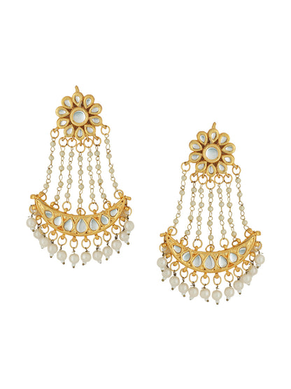 Women's Gold-Plated Kundan Chandbali Earrings