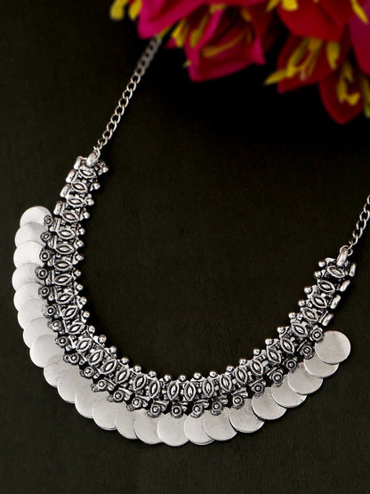 Women's Silver-Plated Oxidised Necklace