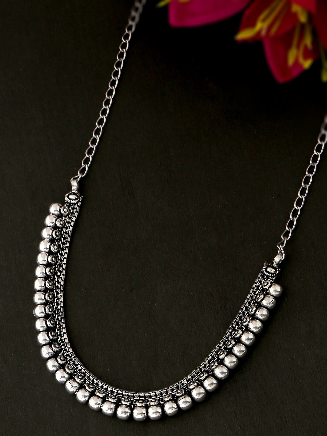 Women's Silver-Plated Oxidised Necklace