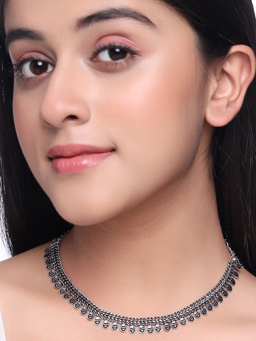 Women's Silver-Plated Oxidised Necklace