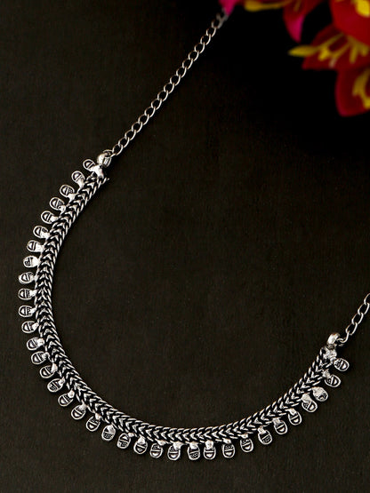 Women's Silver-Plated Oxidised Necklace