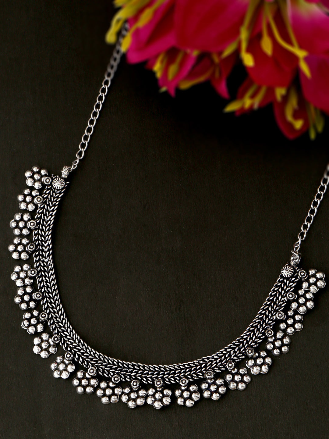 Women's Silver-Plated Oxidised Necklace