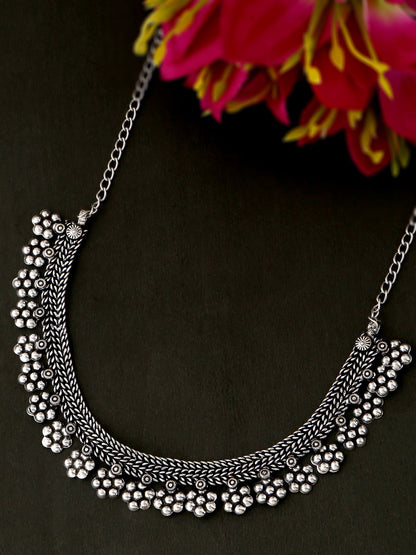 Women's Silver-Plated Oxidised Necklace