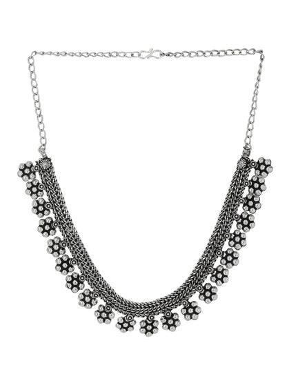 Women's Silver-Plated Oxidised Necklace