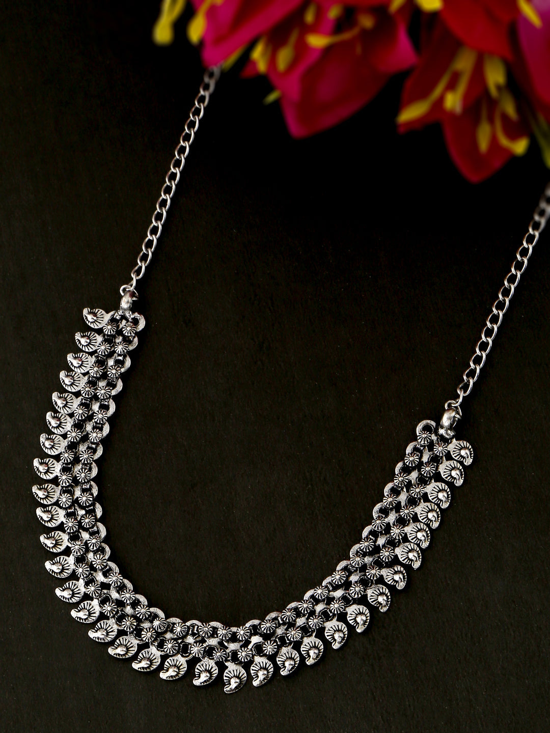 Women's Silver-Plated Oxidised Necklace